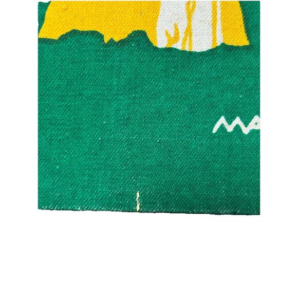 Marushka Wall Art Textile Screen Print 8x10 Pig Bird Farm Yellow Green Fence MCM - Picture 4 of 4